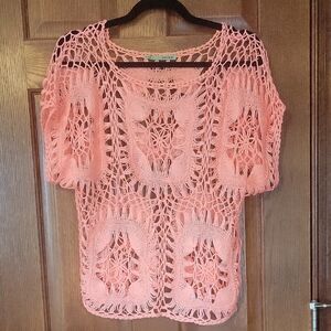 Pink Crochet Knit Top